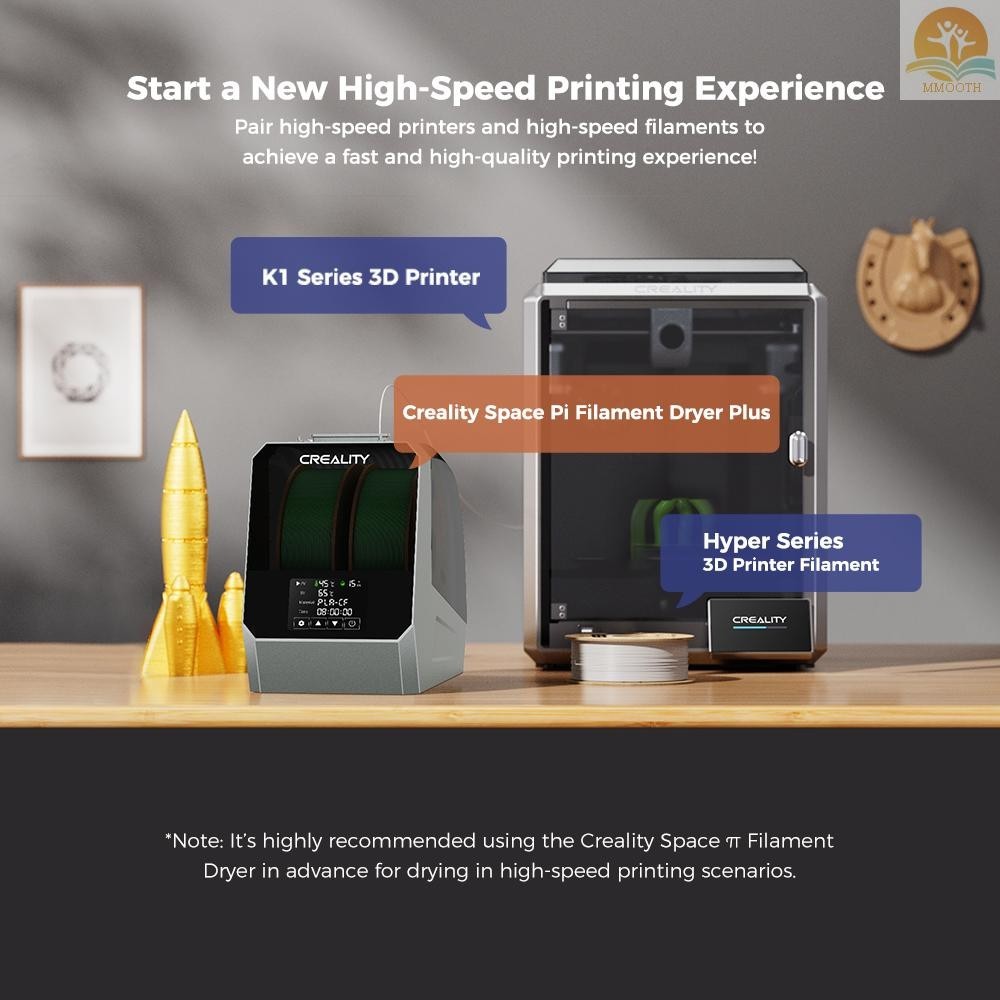 Creality Space Pi Filament เครื่องอบผ้า Plus 3D เครื่องพิมพ์อัพเกรด Filament Dehydrator กล่องเก็บขั้นสูง PTC เทคโนโลยีความร้อนจับเวลาฟังก์ชั่น LCD Touchscreen สนับสนุนไนลอน ABS PETG