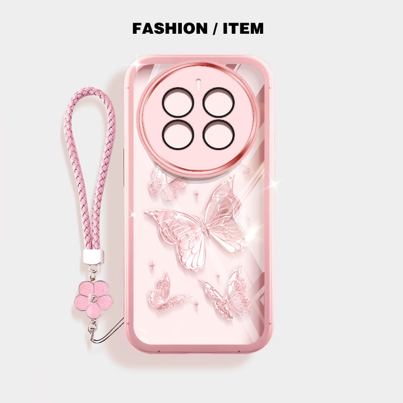 Ybd INS สไตล์เคสโทรศัพท์สําหรับ OPPO Realme 13 Pro Realme 12X Realme 12 Pro Plus Narzo 70X C65 5G Niche ปลอกผีเสื้อติดตั้งเลนส์ป้องกัน