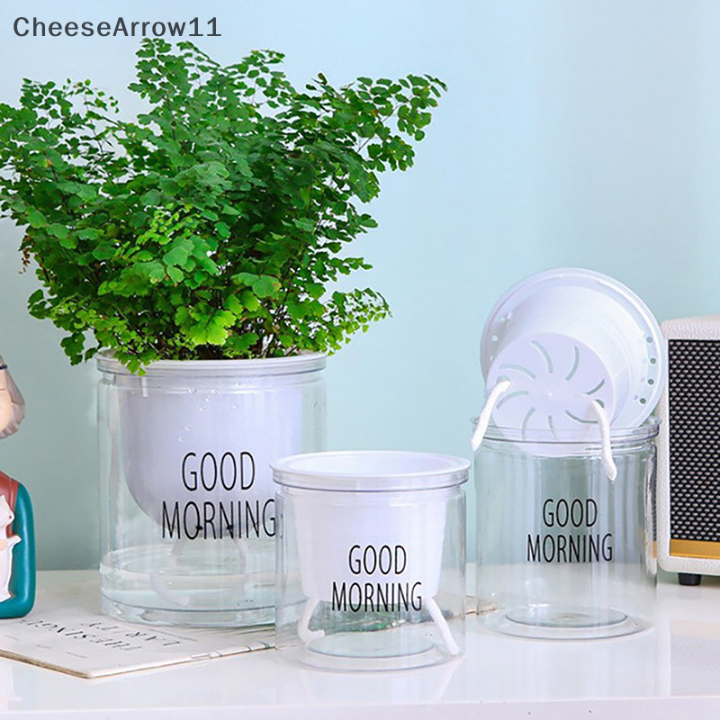 Che Mini Self รดน้ําดอกไม้หม้อปลาพลาสติกใสกระถางต้นไม้ Self รดน้ํา Planter หม้อแจกันสําหรับตกแต่งบ้าน TH