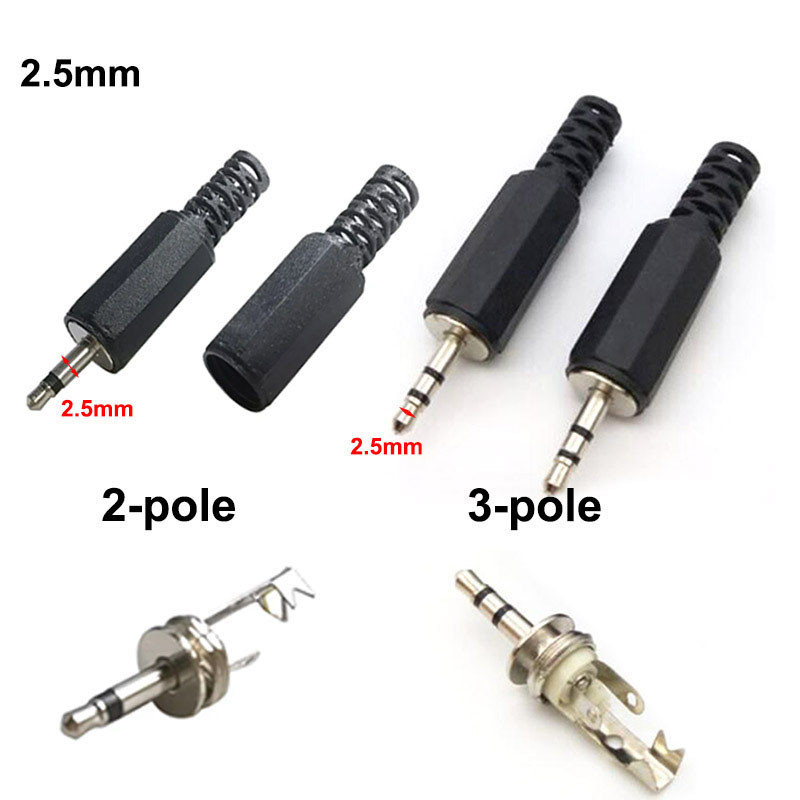 แจ็คตัวผู้ 2.5 มม. 2 3 เสา Audio Mono Stereo Plug ปลั๊กเชื่อมสายเคเบิล