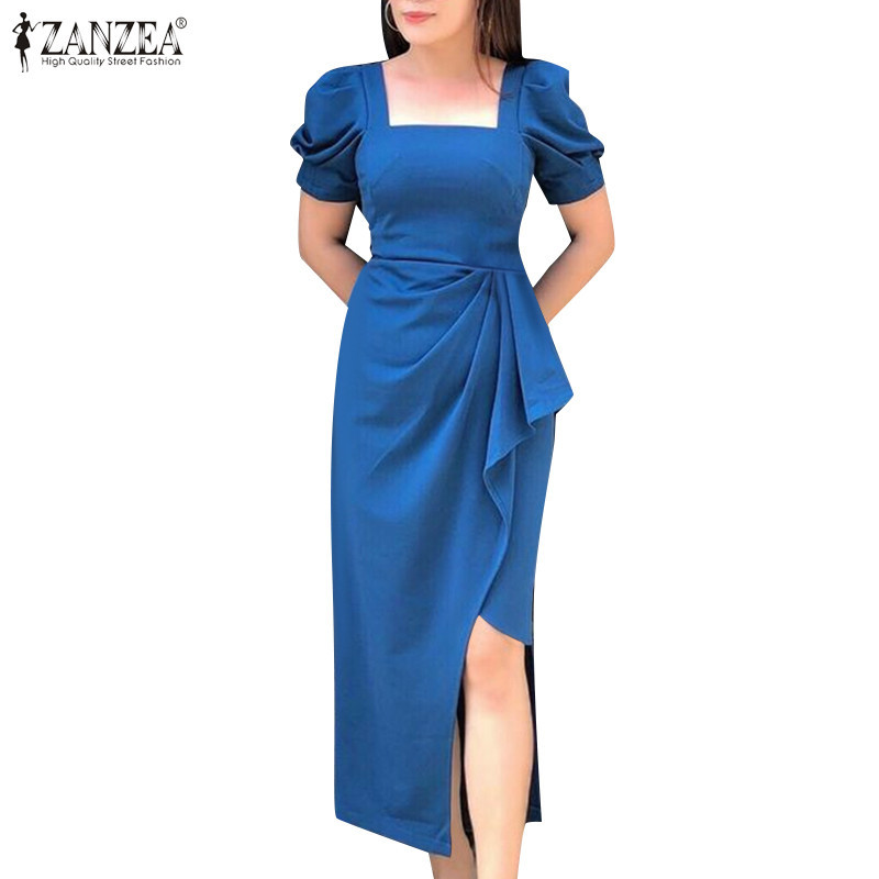 Zanzea Celmia ผู ้ หญิงเกาหลีลําลองพัฟแขนปาร ์ ตี ้ ชุดเดรสหรูหรา