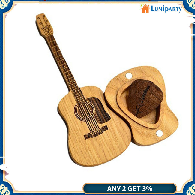 Lumiparty ไม้กีตาร์ Picks กล่องเก็บง่าย 3 ปิ๊กขาตั้งกีตาร์รูป Plectrum คอนเทนเนอร์แสดงกรณี