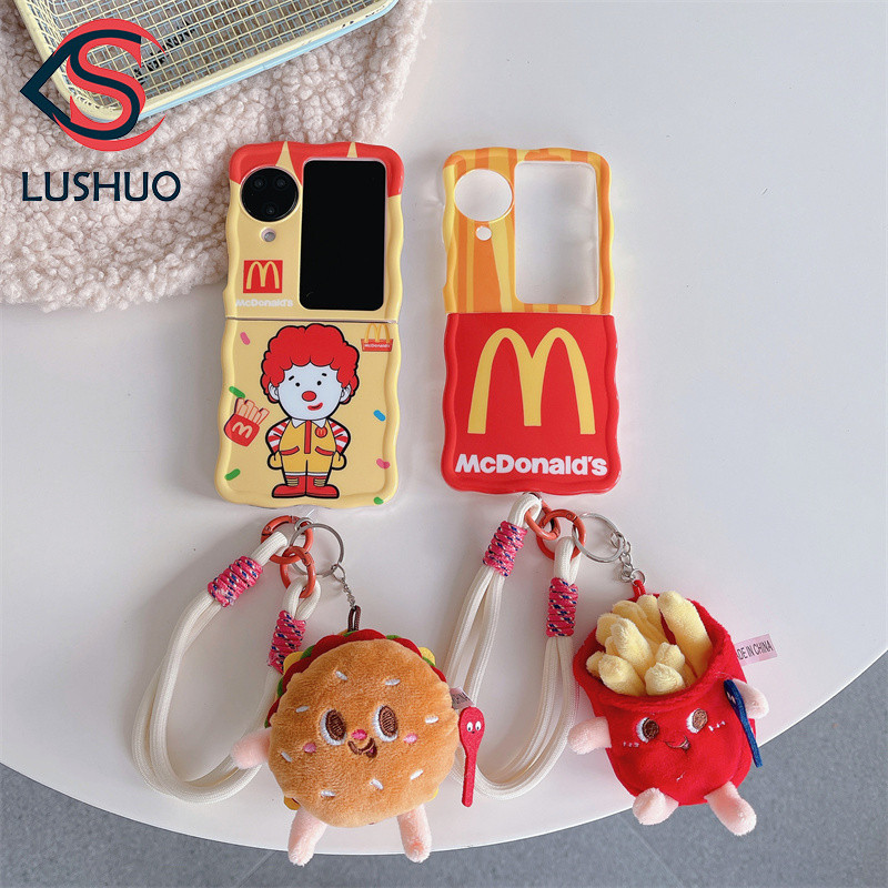 SAMSUNG Lushuoเคสโทรศัพท์สําหรับsamsung Galaxy Z Flip 6 5 4 3 OPPOค้นหาN2 Flip N3 Flipน่ารักโค้งMนุ่