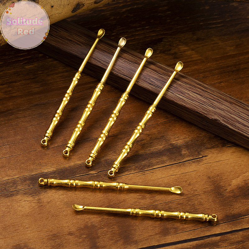 Solitudered ช้อนหู Retro เลียนแบบทองเหลืองแบบพกพาเครื่องมือทําความสะอาดหู Ear Pick Ear Wax TH