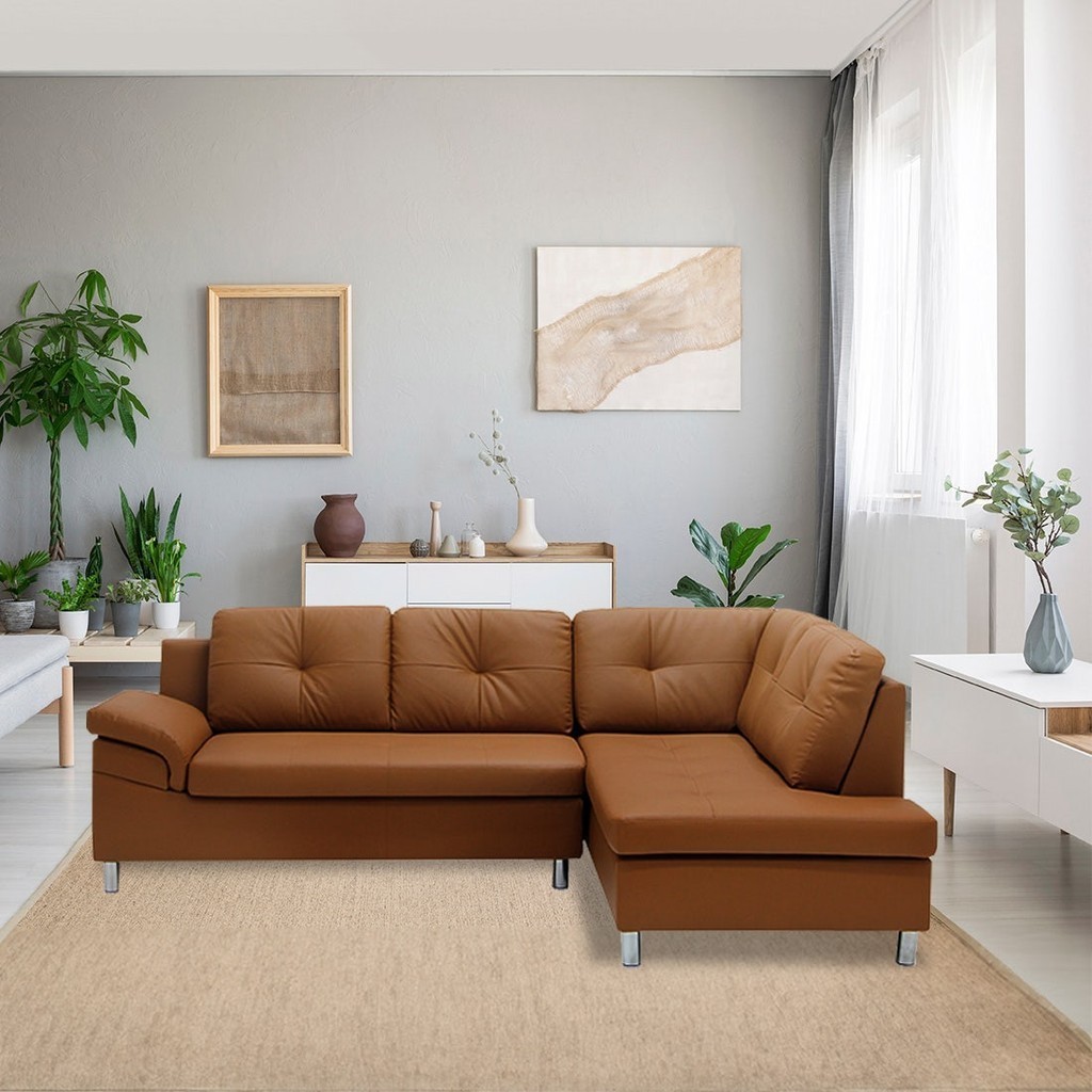Koncept Furniture โซฟาเข้ามุมขวา รุ่น Trumble สีน้ำตาล (240x179x82 ซม.) แบรนด์ KONCEPT FURNITURE