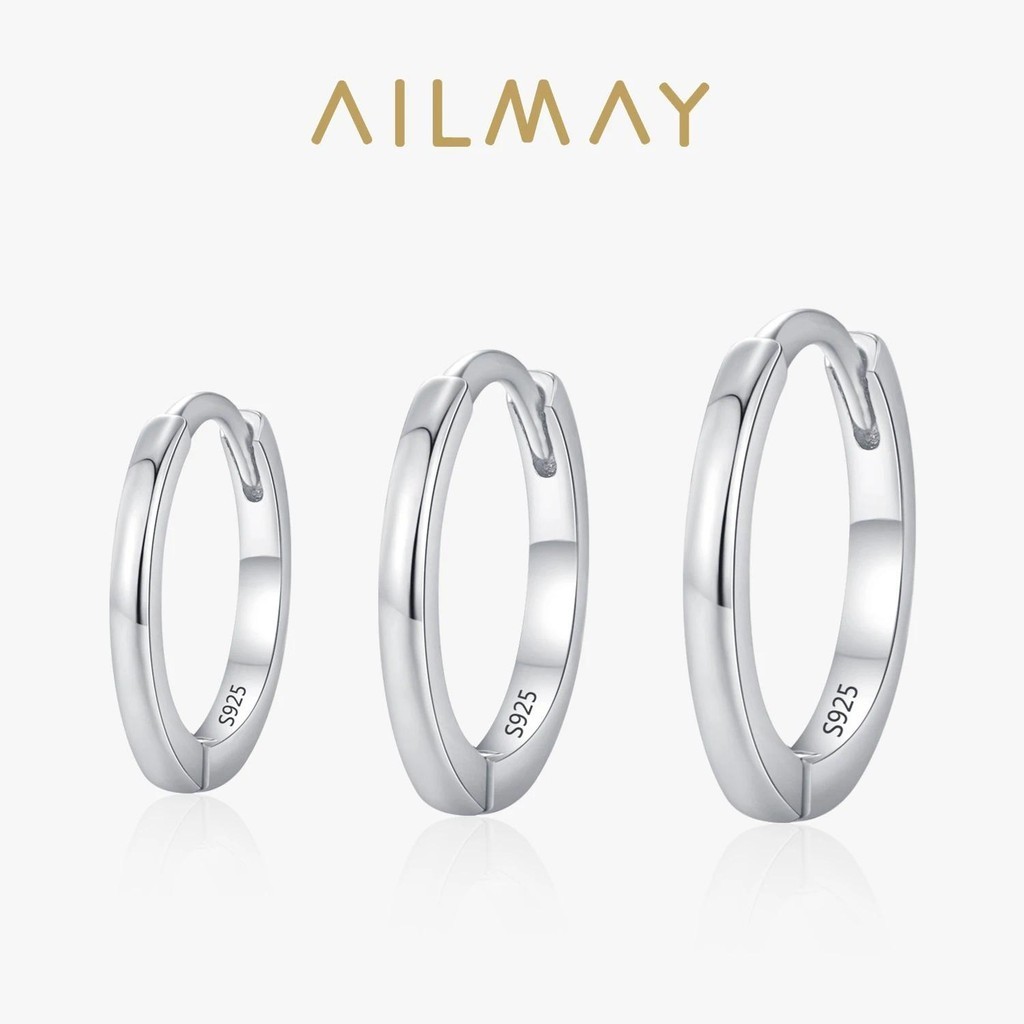Ailmay 925 เงินสเตอร์ลิง Minimalist Classic Hoop ต่างหู, ต่างหูเจาะกระดูกอ่อนสําหรับผู้หญิงสวมใส่ทุกวันและเป็นของขวัญ