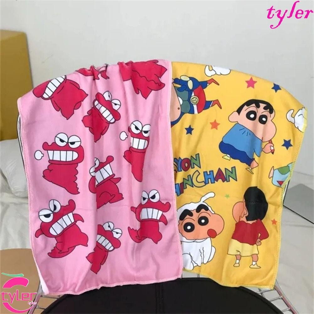 Tyler Crayon Shin-Chan ผ้าเช็ดตัว, การ์ตูน Kawaii ตุ๊กตาผ้าเช็ดตัว,ตกแต่งบ้านนุ่มแบบพกพาแห้งเร็วพิมพ์ผ้าเช็ดตัวอะนิเมะสาว