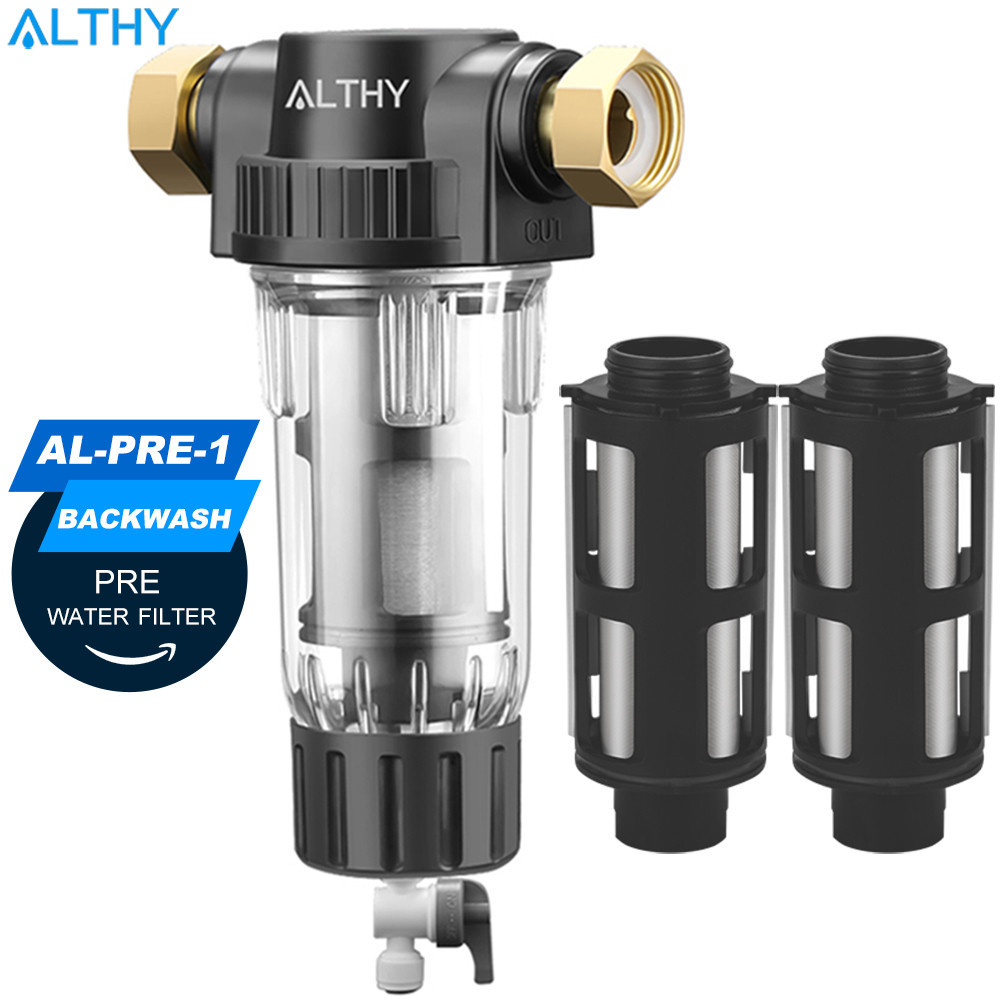 Althy Pre Filter Whole House Spin Down Sediment Water Filter Central Prefilter Purifier System Backwash สแตนเลสตาข ่ าย