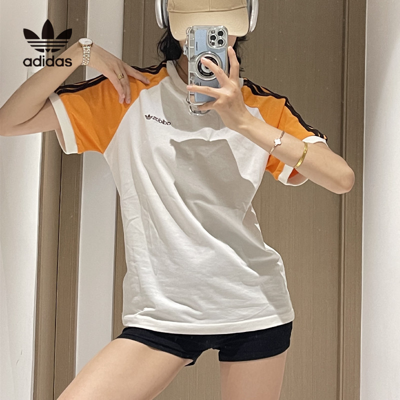 Adldas 100% Original ปักโลโก้เสื้อยืดแขนสั้นหลวมผ้าฝ้ายเสื้อยืดคอกลมสําหรับผู้ผู้หญิง