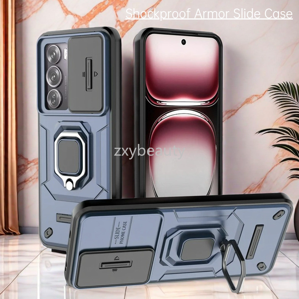 ปลอกสําหรับ OPPO Reno 12 Pro 5G 2024 เคสโทรศัพท์กันกระแทกเกราะสไลด์กล้องเลนส์ป้องกันแหวนสําหรับ Reno12 12Pro Reno12Pro กลับกรณี