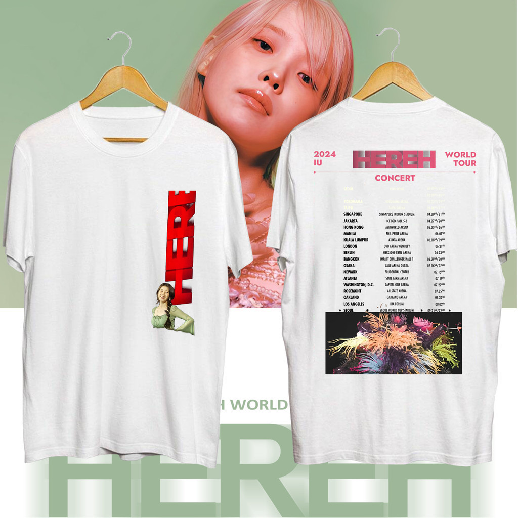 2024IU 2024 ทัวร์คอนเสิร์ตแฟนเสื้อยืด IU พิมพ์เสื้อแขนสั้นสำหรับผู้ชายและผู้หญิง UNISEX #5