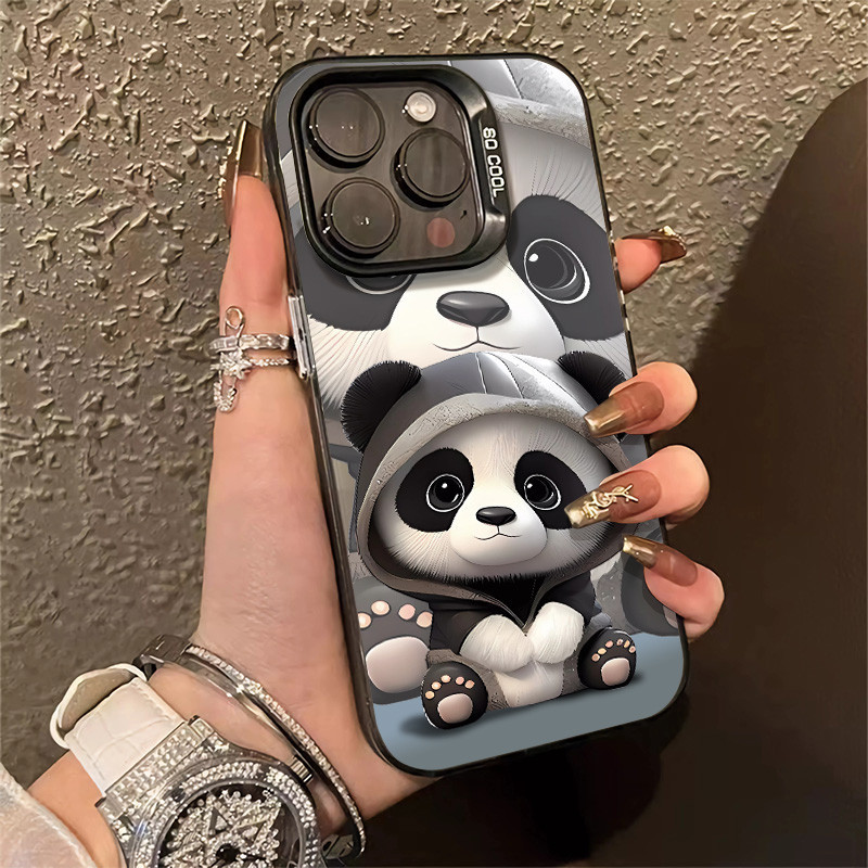 สนุกหวาน Cool Panda เคสโทรศัพท์สําหรับ IPhone 11 12 13 14 15 Pro Max X XR 15Plus XR X/XS Max 7/8 Plus Se2020 ขนาดใหญ่ซิลิโคน Hard Case