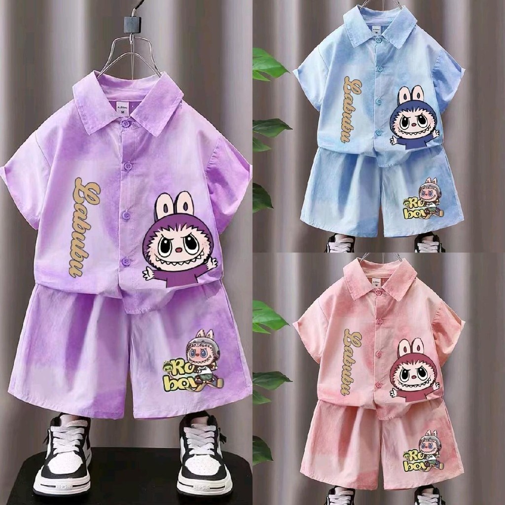 พร้อมส่งชุดเซ็ทเด็ก เสื้อโปโลแขนสั้น+กางเกงขาสั้น ลายการ์ตูนสุดฮิต เด็กชาย เด็กหญิง ใส่ได้