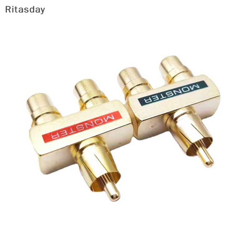 Ritasday 1 คู่ RCAxMale ปลั๊ก 2xRCA หญิงซ็อกเก็ตตัวเชื่อมต่อขั้วต่อเสียงที่ยอดเยี่ยมใหม่