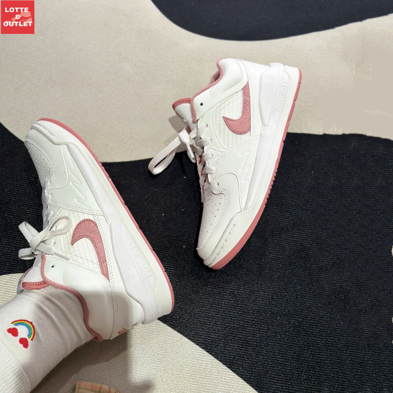 A/J STADIUM 90 สีขาวสีชมพูสีเบจสีชมพูหนังรองเท้าผ้าใบลําลอง Low-Top FB2269-106