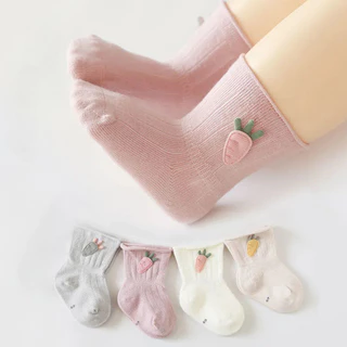 ซื้อ 2 คู่ราคา 45 บาท✨ถุงเท้าทารกแรกเกิดถุงเท้าแครอทถุงเท้าผ้าฝ้ายเด็กอุปกรณ์เสริม 0-24 เดือน