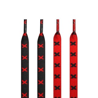 1คู่แฟชั่นเชือกผูกรองเท้าแบนสําหรับรองเท้าผ้าใบสีดําสีแดงxลา…