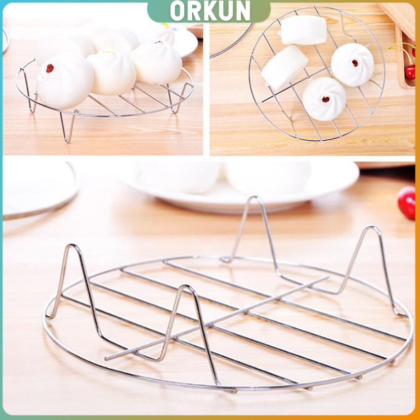 Orkun ขาตะแกรงสแตนเลส อุปกรณ์เสริม สำหรับหม้อทอดไร้น้ำมัน ขาตั้งสแตนเลส Single layer steaming rack