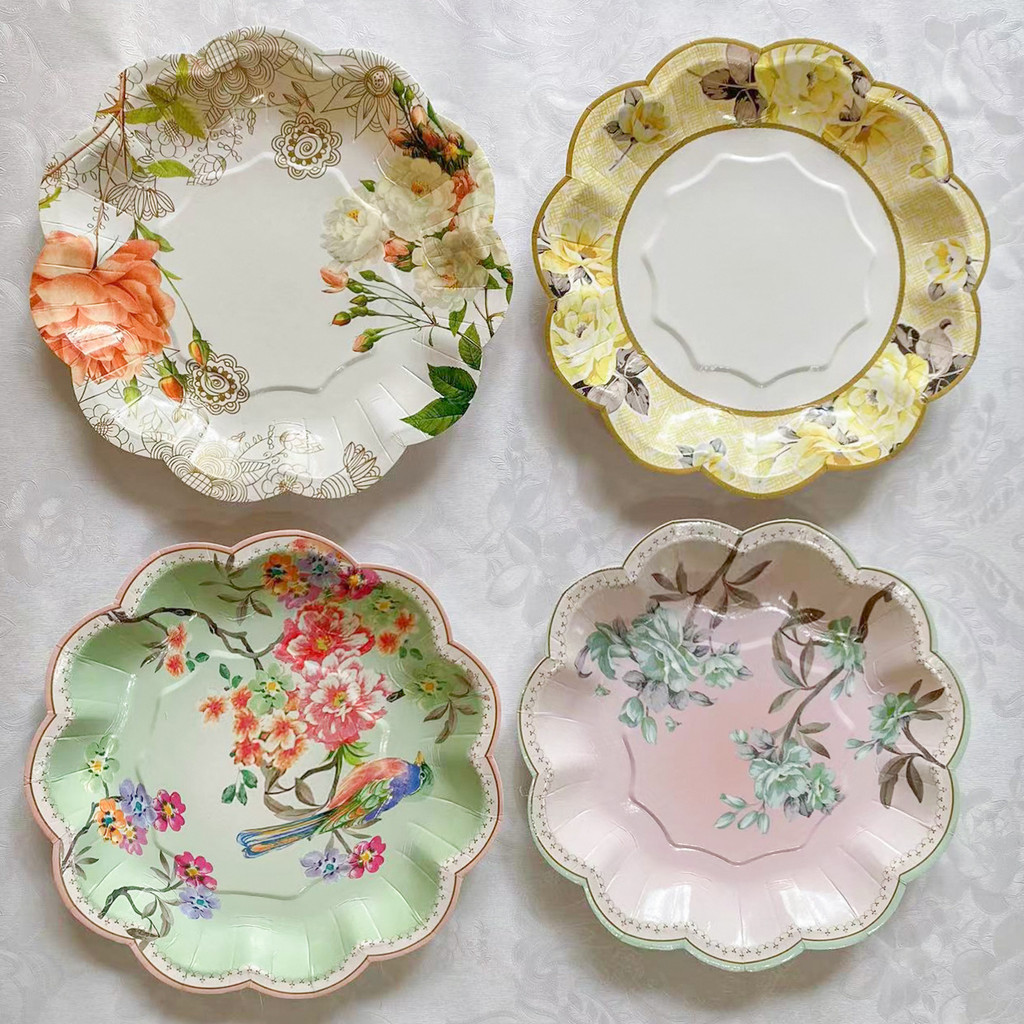 8ชิ้น/แพ็ค17.5/22เซนติเมตรสไตล์จีนหลายสีขนาดใหญ่ดอกไม้กระดาษแผ่นทิ้งบนโต๊ะอาหารสําหรับวันหยุดงานปาร์ตี้ซัพพลาย