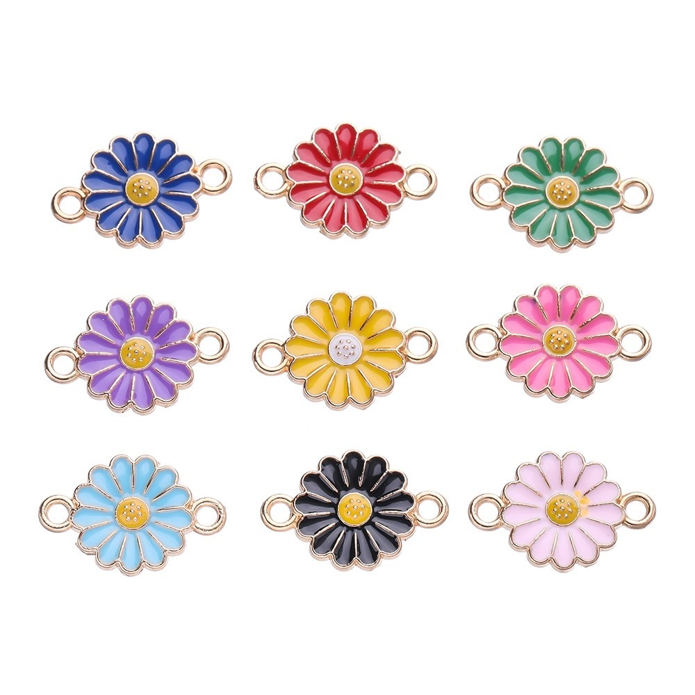 St. kunkka 4-10 ชิ้น 12 * 18 มม. น้ํามันหยด Daisy จี้คู่สามารถใช้สําหรับ DIY สร้อยคอสร้อยข้อมือทํา