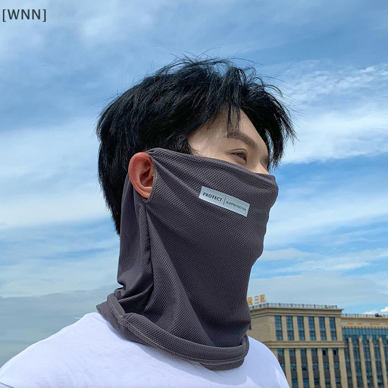 [wn]พร้อมสต็อกฤดูร้อนหน้ากากผ้าไหมน้ําแข็งสําหรับผู้ชายผู้หญิงขี่จักรยานกลางแจ้งใบหน้าปกสีทึบคอห่อป้องกันรังสียูวีหูผ้าพันคอ ไทย