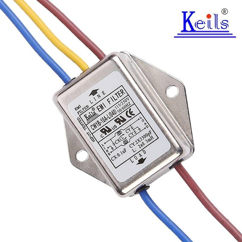 Keils ไต้หวัน EMI Power Filter 220V พร้อมสายป้องกันการรบกวน 10A AC CW1B-10AL (040)