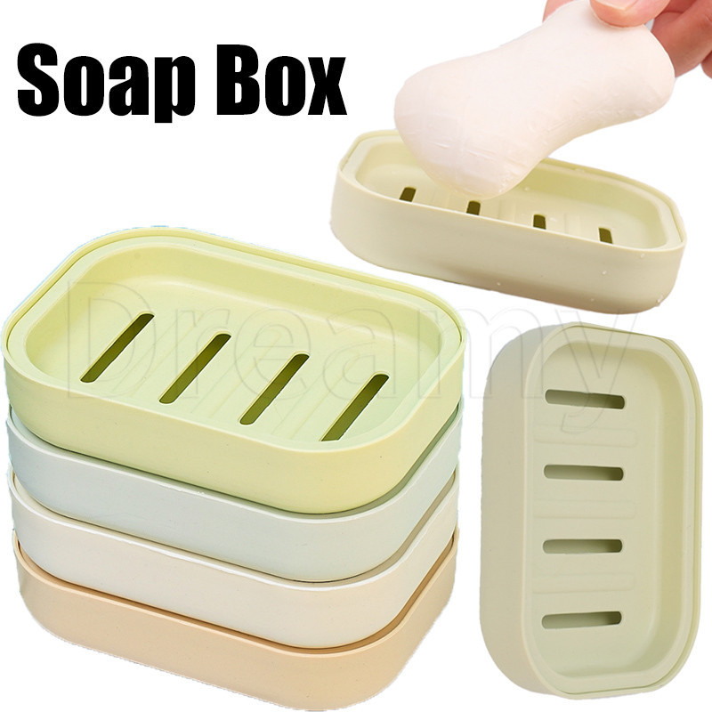 2ชิ้นกล่องสบู่สองชั้น-ชั้นเก็บฟองน้ํา-ภาชนะสบู่ที่มีฝาปิด-แบบพกพาท่อระบายน้ําที่วางสบู่-อุปกรณ์ห้องน้ํา-พลาสติก,ทนทาน,มินิมอล-อุปกรณ์ครัวบ้