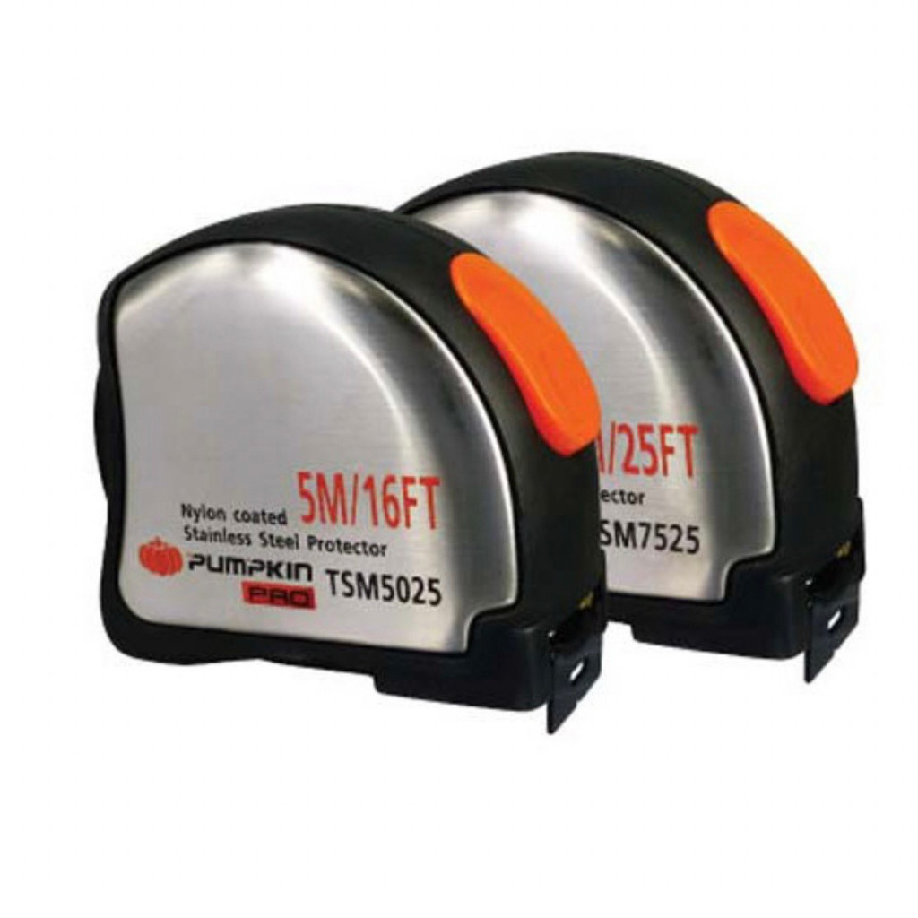 PUMPKIN PRO ตลับเมตร TSM7525 7.5ม.x25มม. TSM5025 5ม.x25มม.ผลิตจากสแตนเลสแท้เคลือบยางเพิ่มความกระชับ
