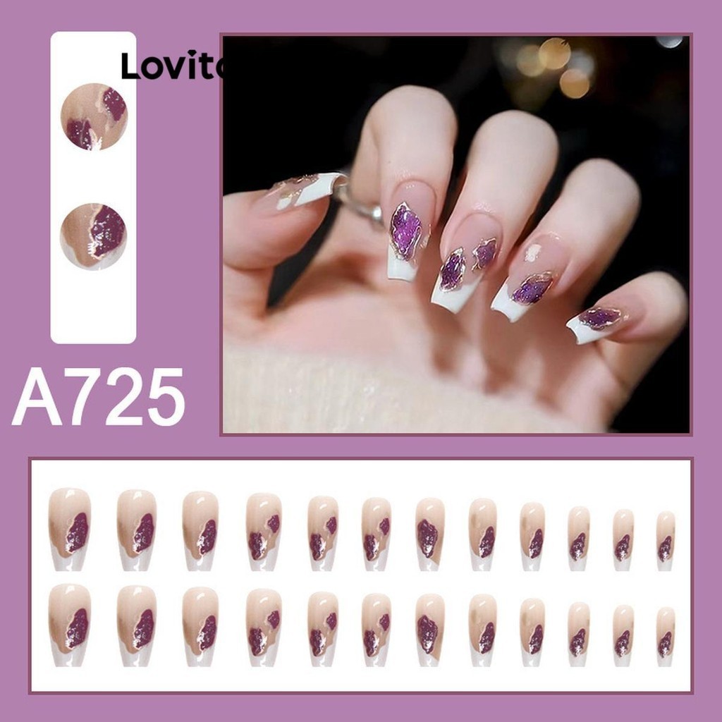 Lovito เล็บเทียม Y2K ไม่เป็นทางการ ธรรมดา Ins กันน้ำ Y2K สำหรับผู้หญิง LFA38499