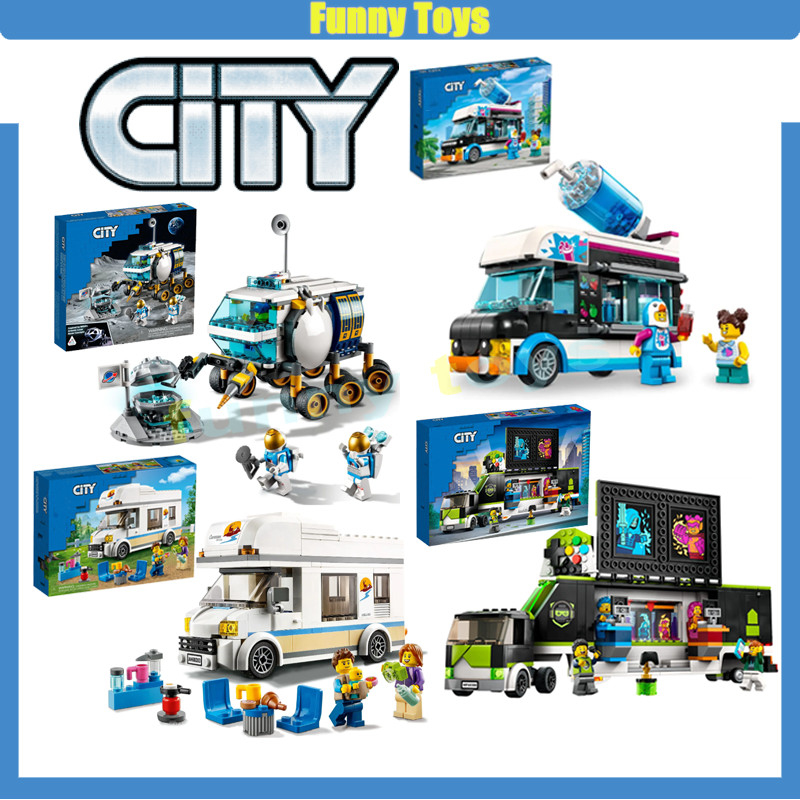 City Series Ice Cream Truck Police Patrol Boat Lunar Roving Vehicle Building Block ของเล่นผู้ใหญ่และเด็กประกอบของขวัญ