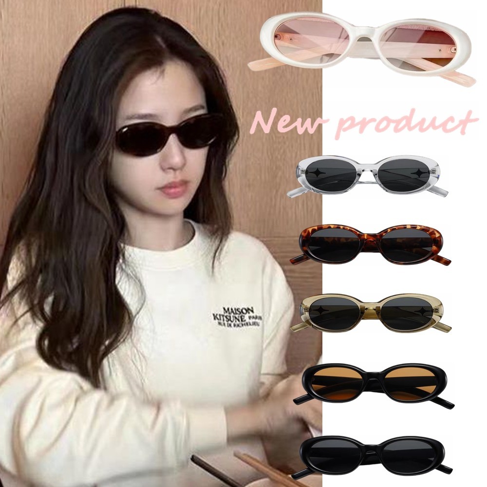 ผู้หญิงแฟชั่นกรอบวงรีสีสันสดใสแว่นกันแดดกัน ยูวี