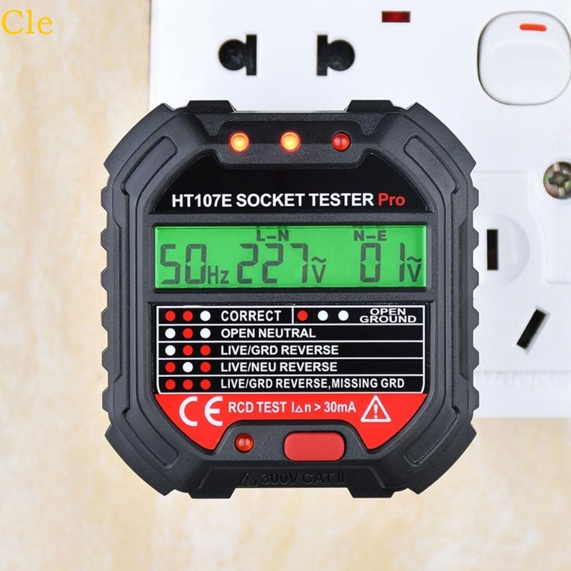Cle Leakage สําหรับป้องกัน HT107 เครื่องทดสอบซ็อกเก็ตแรงดันไฟฟ้า EU UK US Plug Line Tester