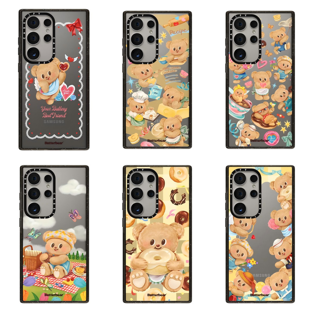 Butterbear Bear Hard Transparent เคสโทรศัพท์สําหรับ Samsung Galaxy S22 S23 S24 S25 S26 Plus Ultra +
