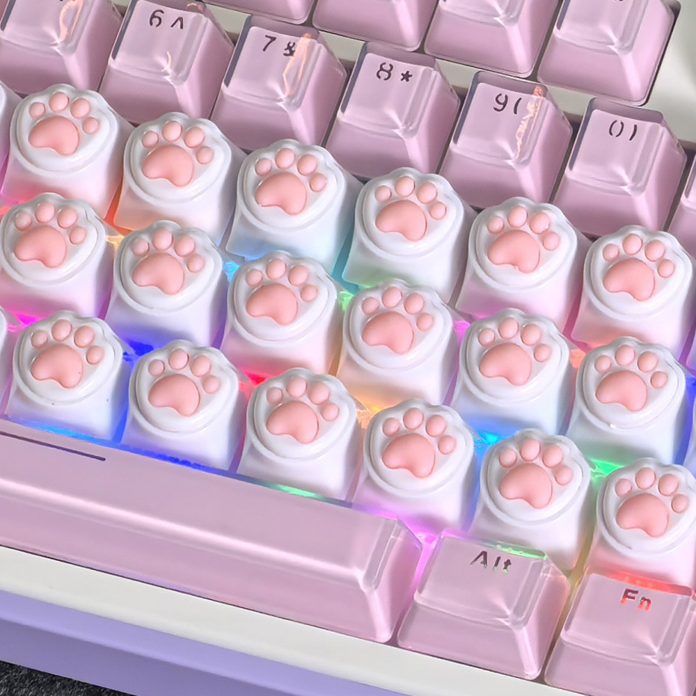 Cat Paw Keycap คีย์บอร์ด DIY Keycaps สีชมพูสร้างสรรค์น่ารักการ์ตูน Corgi ก้นซิลิโคน Keycap Personlized Rock กระดาษกรรไกร Thumbs-up Claw Keycaps