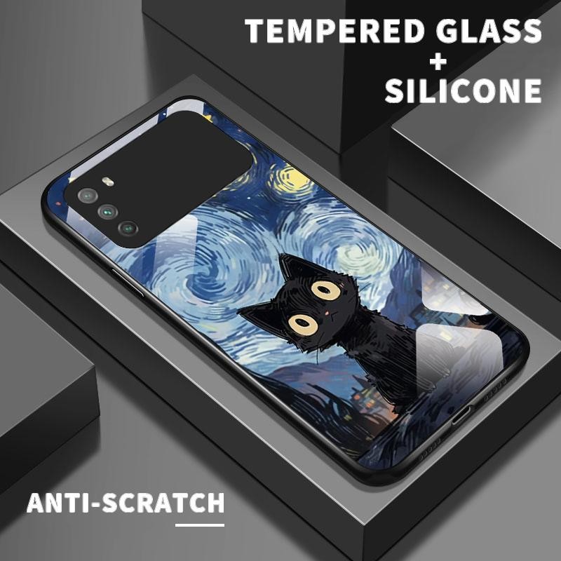 เหมาะสำหรับ POCO M3 C3 C31 M2 Pro กรณีโทรศัพท์มือถือป้องกันรอยขีดข่วน Cute Kartun Oil Painting