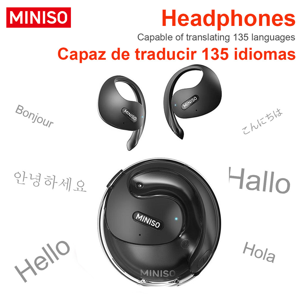 Miniso X15 PRO โอ้ววส์ การแปลด้วย AI หูฟังบลูทูธ รองรับ 148 ภาษา กันน้ำระดับ IPX5 หูฟังไร้สาย