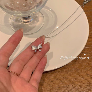 สร้อยคอโบว์หวาน สไตล์เกาหลี ดีไซน์หรูหรา สร้อยคอกระดูกไหปลาร้า เครื่องประดับ