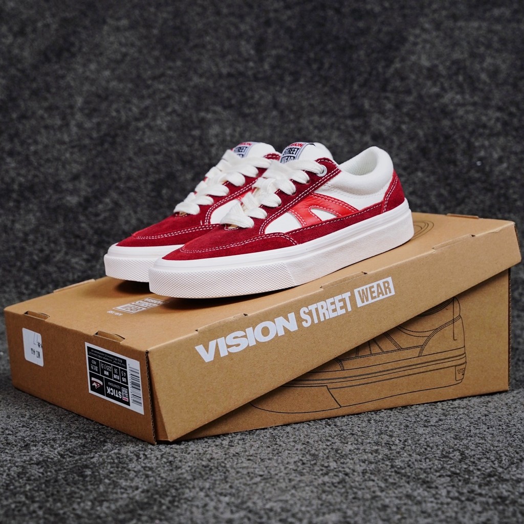 Vision Street Wear รองเท้าสเก็ตบอร์ดใหม่ล่าสุด STICK series ไวน์แดง