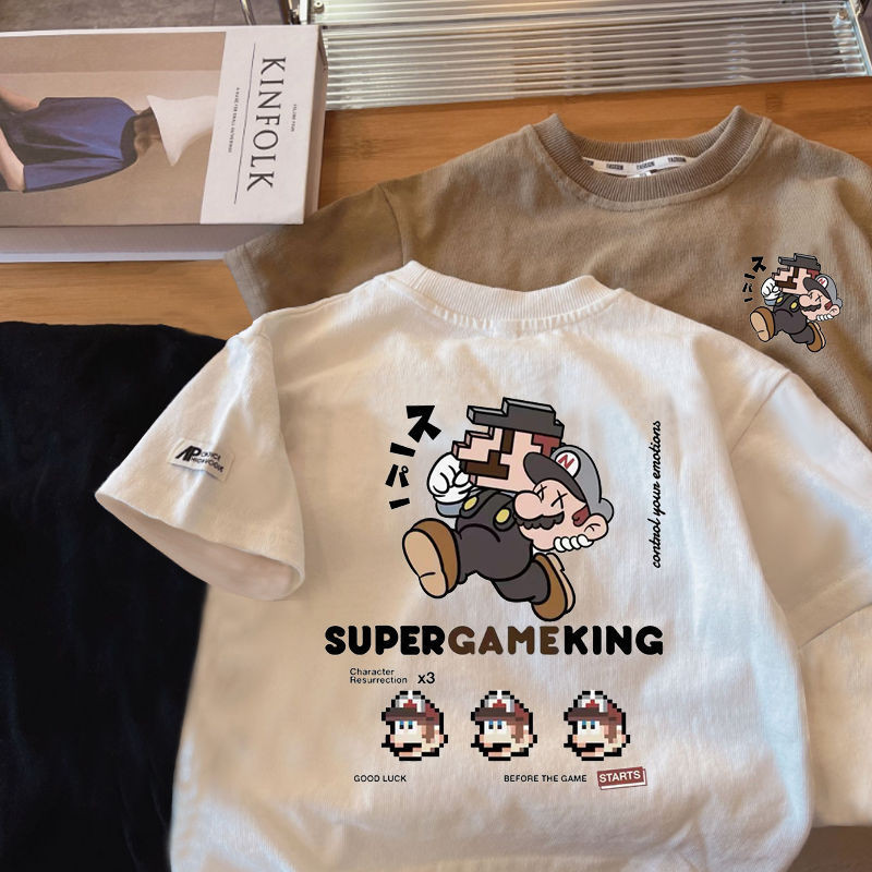 [Boy Tshirt] เสื้อยืดคอกลม แขนสั้น ผ้าฝ้าย 100% พิมพ์ลายการ์ตูน (1-11 ปี) แฟชั่นสําหรับเด็ก