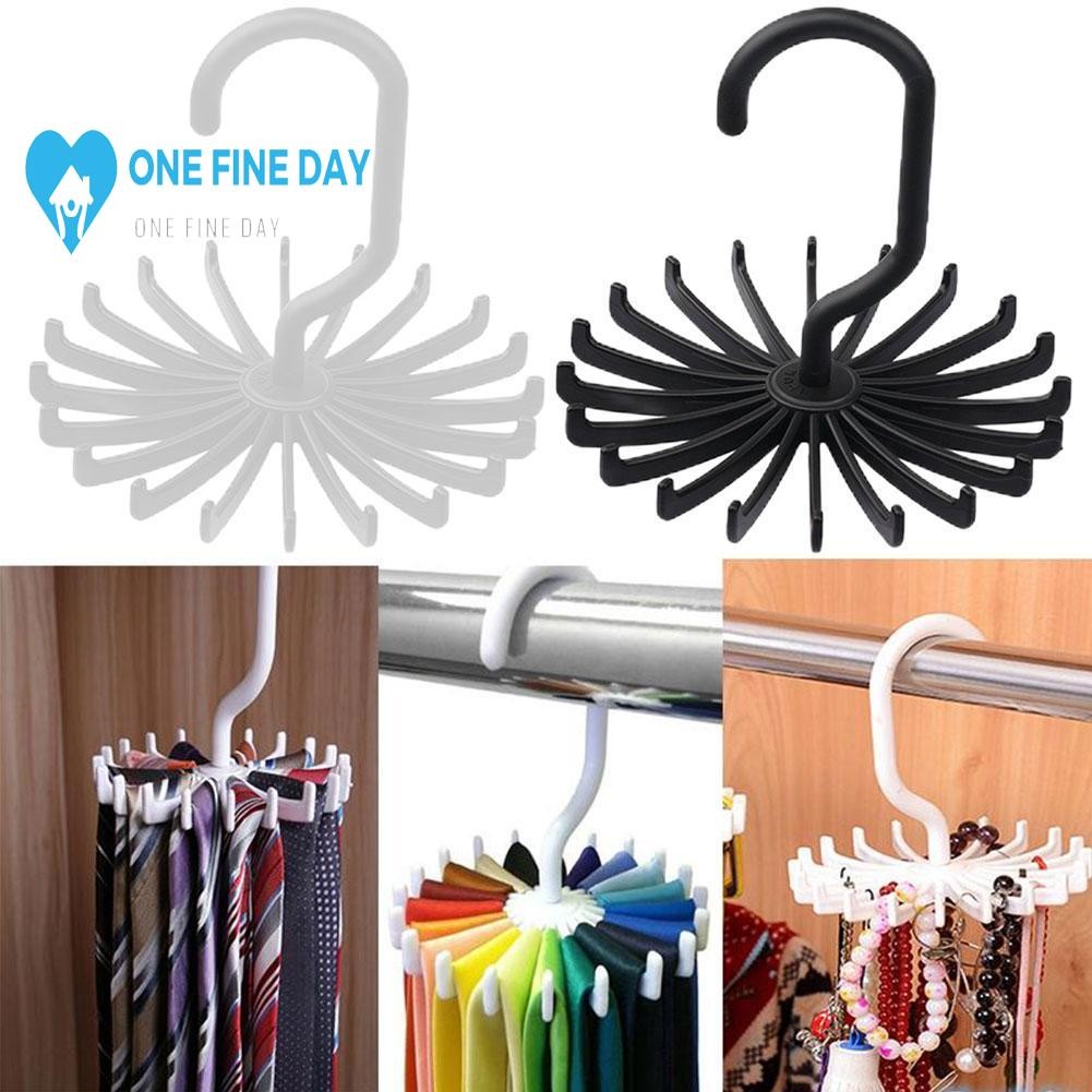 หมุนแขวนผ้าพันคอคอ Tie Hanger Hook Holder สําหรับชาย 360 Neckerchief Cupboard J0k3