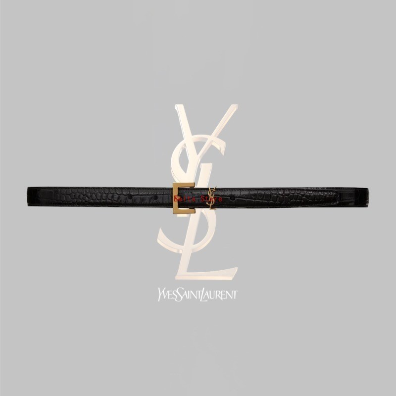 เข็มขัดบาง Cassandre คุณภาพเกรด Top Buckle With Square Buckle In Crocodile-Embossed Leather 2 CM / 0