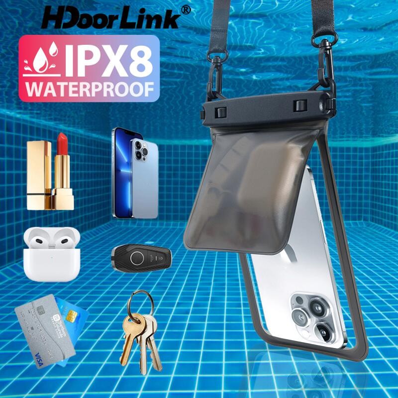 Hdoorlink Double Space เคสโทรศัพท์กันน้ําสําหรับ 8.5in โทรศัพท์ IPX8 กระเป๋าแห้งเหมาะสําหรับว่ายน้ําดําน้ําถ่ายภาพฝาครอบกันน้ํา