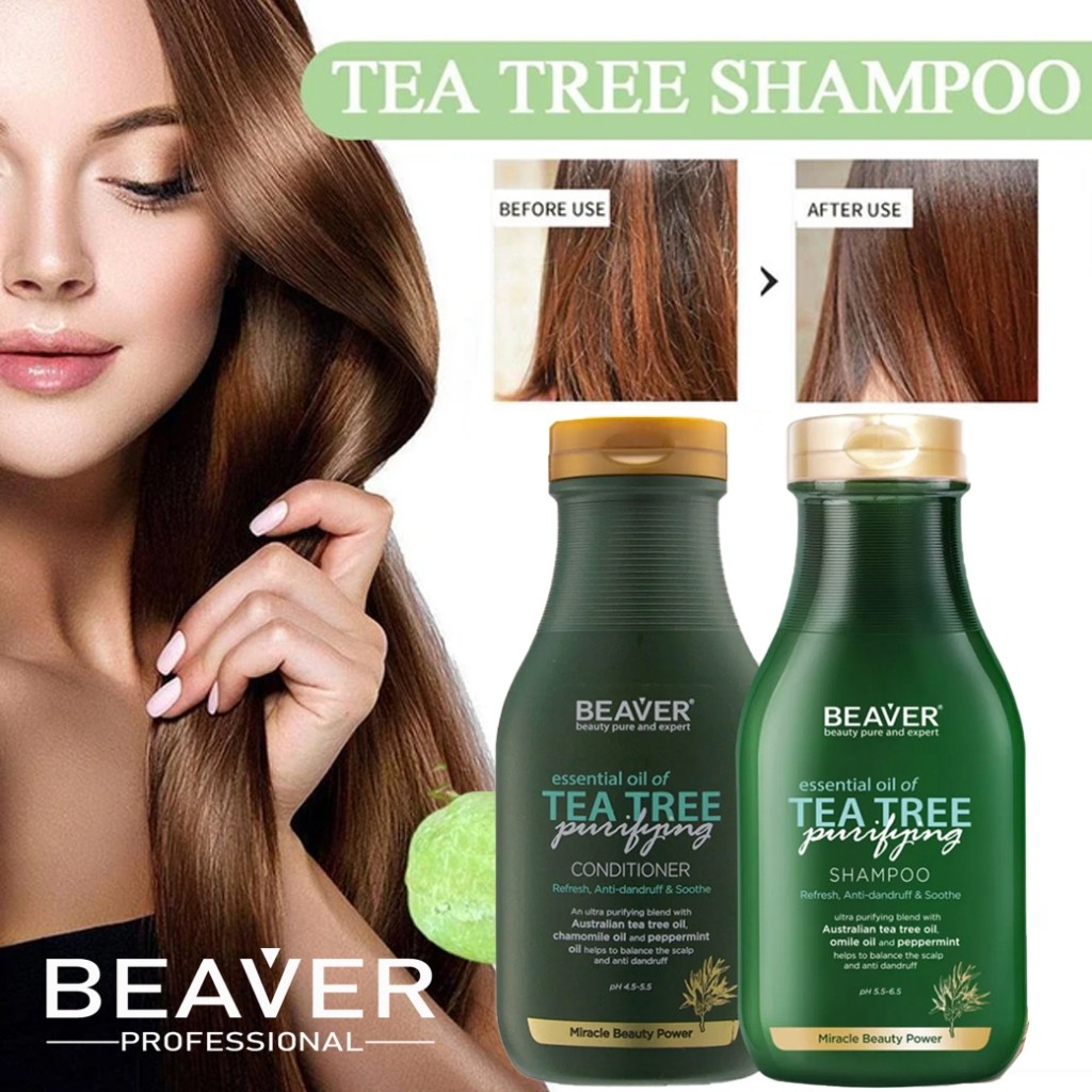 Beaver Tea Tree Purifying Shampoo / Conditioner 350ml บีเวอร์ แชมพู และครีมนวดผม ขจัดรังแค