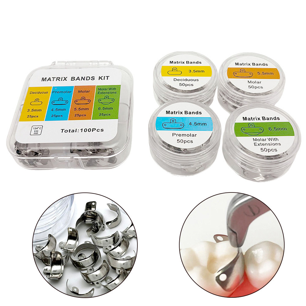Dental Matrix Bands Sectional Contoured โลหะ Matrices ทันตกรรม Oral Care ความแข็ง Elasticiry Matrix แถบเครื่องมือทันตแพทย์