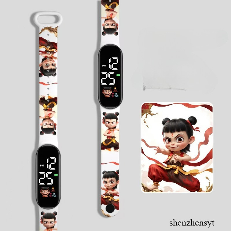 ใหม่ Nezha Naohai ขายร้อนอะนิเมะพิมพ์น่ารักนักเรียนชายและหญิงแฟชั่น LED กันน้ํา Touch สร้อยข้อมือนาฬิกา