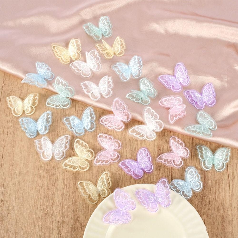 CAJA1 20 ชิ้นผีเสื้อ Appliques,โปร่งแสงสองชั้นชีฟองผีเสื้อ,แฟชั่น Handmade Dreamy เย็บหัตถกรรมตกแต่งเสื้อผ้าออกแบบวัสดุ ราคา ถูกที่สุด ดีลบีเคเค แกลเลอรีภาพที่ 4
