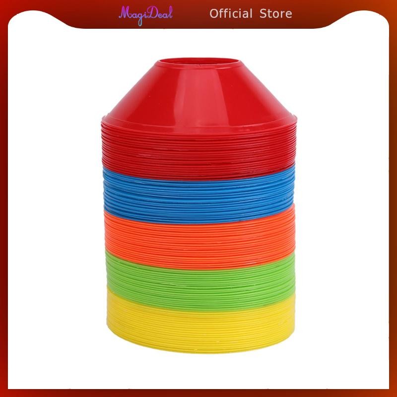 Magideal 50 ชิ้น/เซ็ตแผ่นฟุตบอลกรวย Coaching Track Training สนามหญ้า Agility Soccer Aids