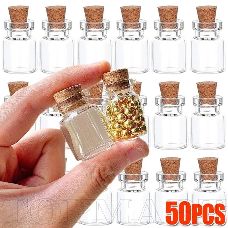 50 ชิ้นขวดแก้ว Borosilicate พร้อมฝาปิด Cork - 13x18 มม. โถอเนกประสงค์สําหรับ Candy/เครื่องเทศ/ที่เก็บ Trinket, DIY Drifting/ขวดทําหัตถกรรม