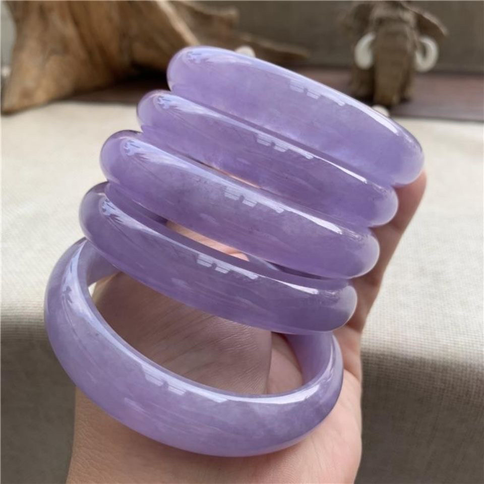 สร้อยข้อมือหยกเหมืองเก่าของเมียนมาร์, กำไลหยกสีม่วงน้ำ, หยกสำหรับผู้หญิง, ของขวัญพร้อมกล่องของขวัญ