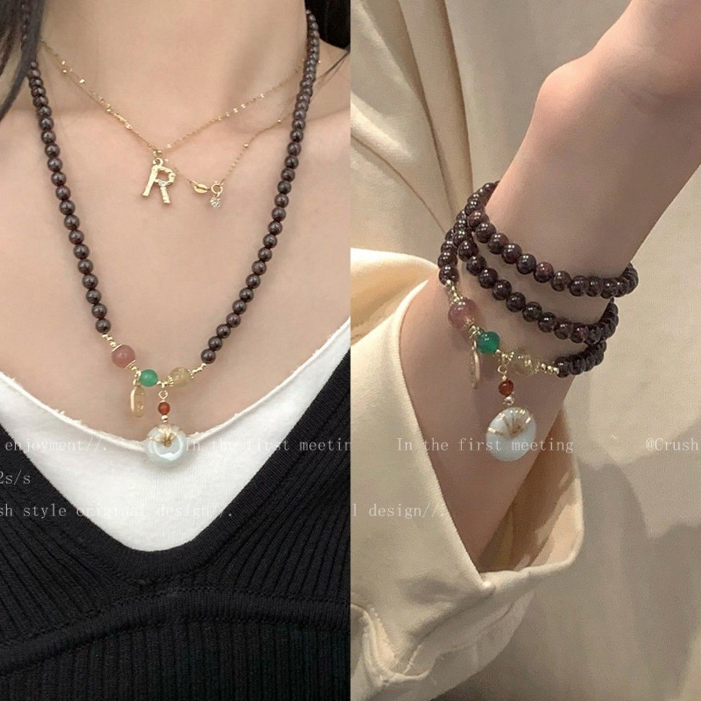 หลายวงกลมทับทิมปลอดภัยหัวเข็มขัดสร้อยข้อมือสร้อยข้อมือย้อนยุคสร้อยคอข้อมือลูกปัดของขวัญวันหยุดปลอดภัยหลากสี
